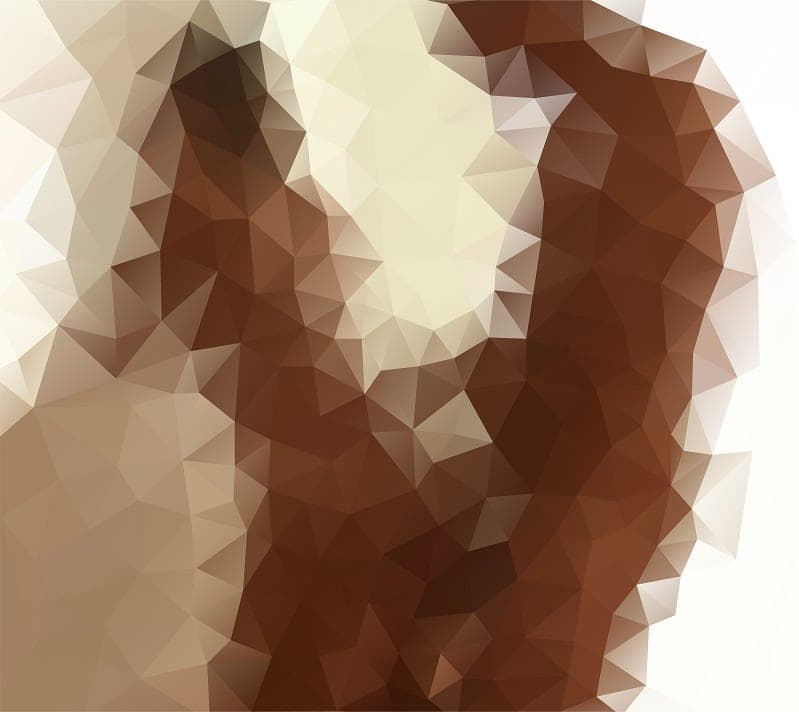 Abstract low-poly geometric pattern in cream and brown triangular shapes