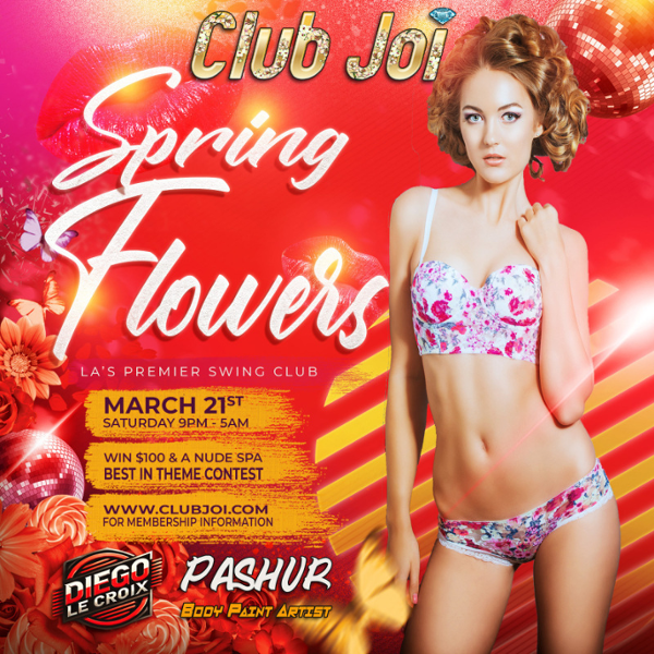Spring Flowers at Club Joi event flyer