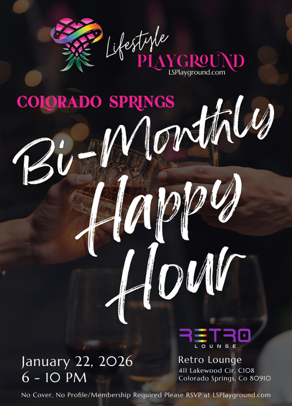 CO Springs Bi-Monthly Happy Hour event flyer