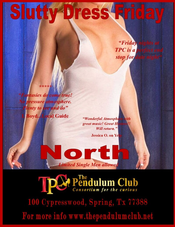 7 SLUTTY DRESS FRIDAY NORTH event flyer