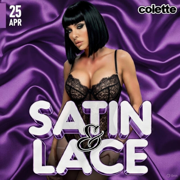 colette Houston Satin & Lace event flyer