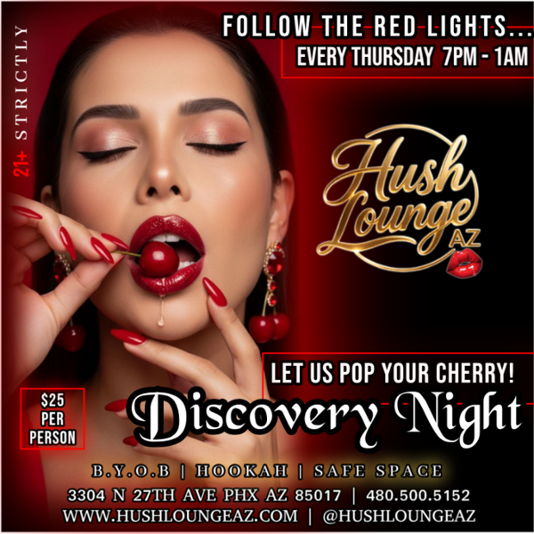DISCOVERY NIGHT THURSDAYS AT HUSH event flyer