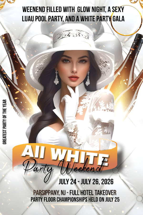 WHITE PARTY WEEKEND EVENT - WITH GLOW NIGHT, SUMMER BYOB POOL BASH, GALA & AFTER PARTY CHAMPIONSHIPS event flyer