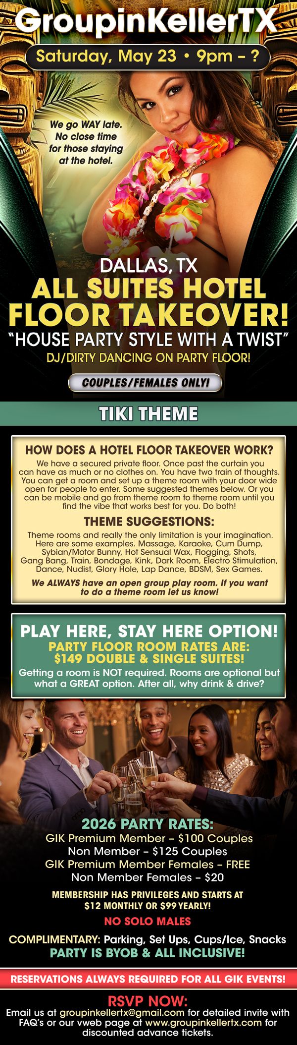 ALL SUITES hotel floor takeover Saturday, May 23rd DJ/DANCING in DALLAS TX event flyer