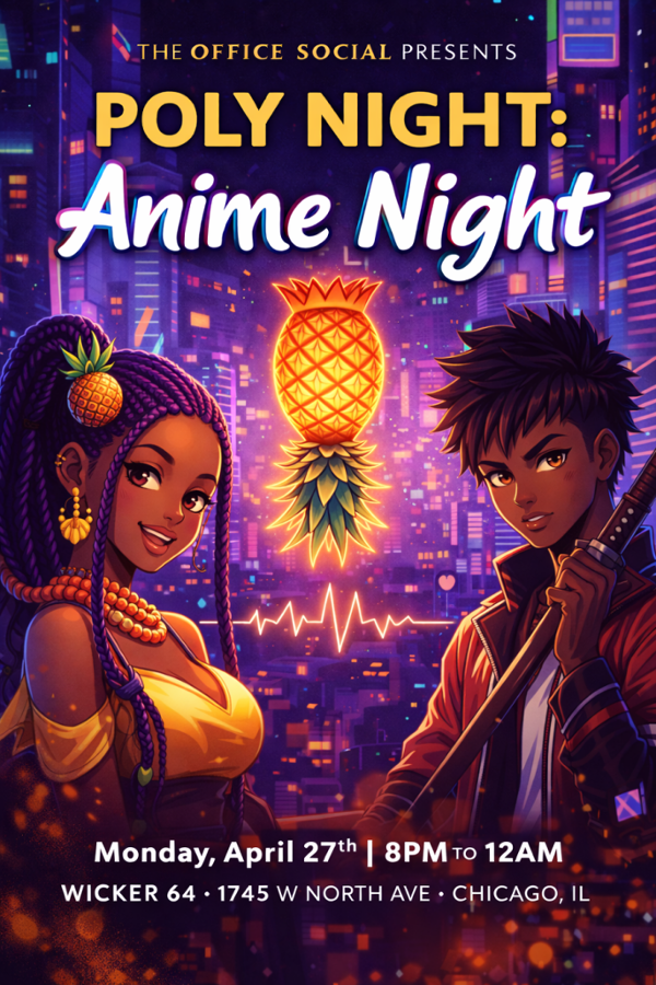 The Office Social Presents Poly Night Anime Night event flyer