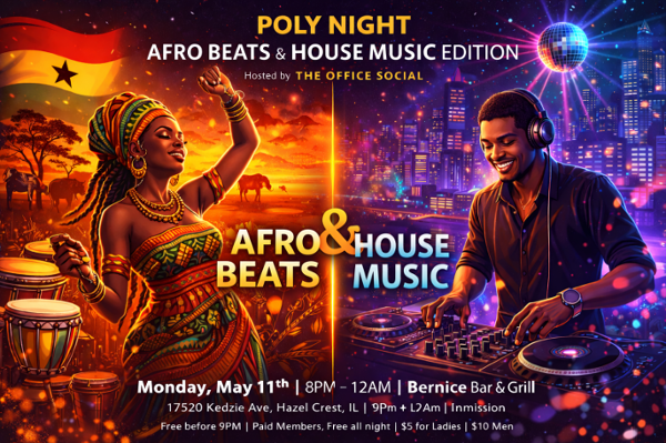 The Office Social Presents Poly Night Afro Beats & House Music Night event flyer