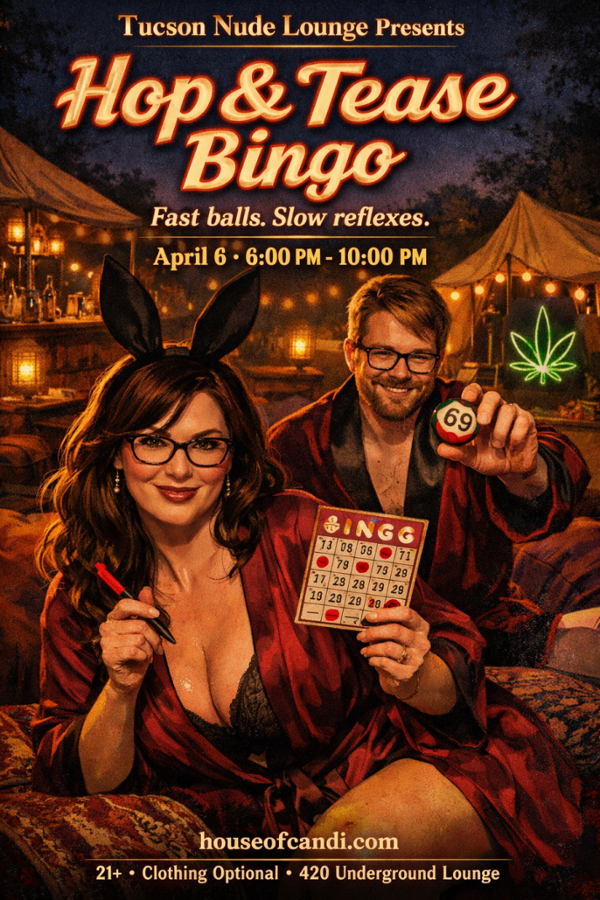 Hop N Tease Bingo Tucson Nude Lounge event flyer