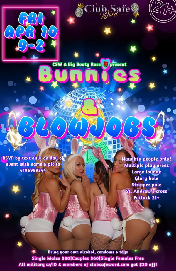 Bunnies and Blowjobs event flyer