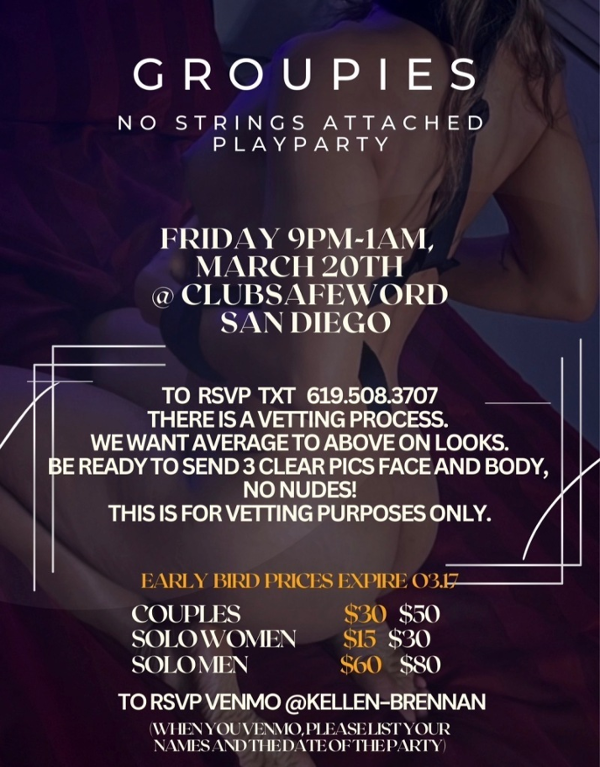 Groupies Sex Party event flyer