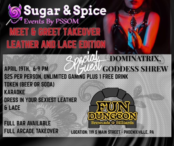 Sugar & Spice M&G Takeover at the Fun Dungeon! event flyer
