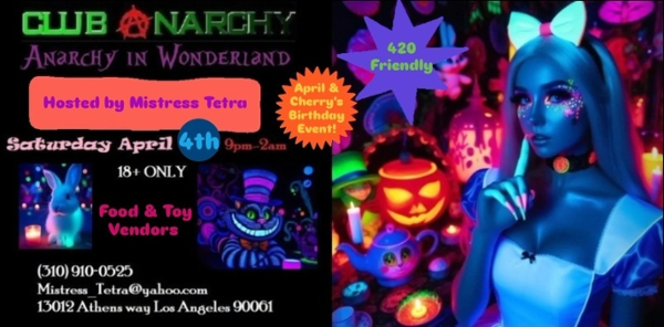 Club Anarchy in Wonderland event flyer