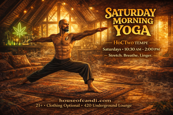 Saturday Morning Clothing Optional 420 Yoga Tempe event flyer
