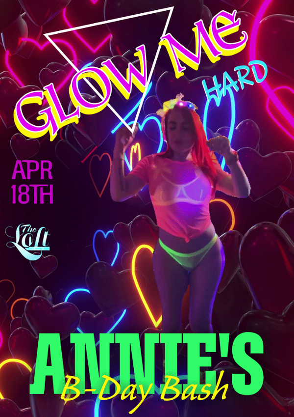 GLOW ME Hard event flyer
