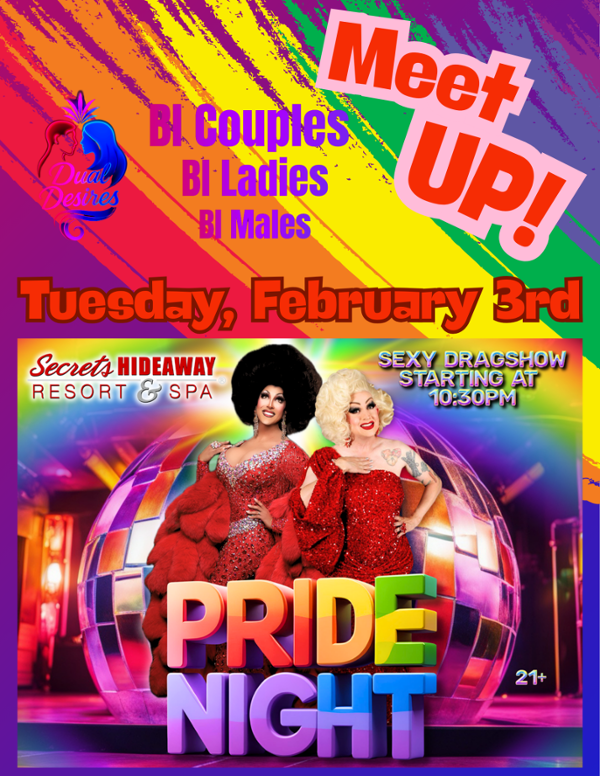 DUAL DESIRES PRIDE NIGHT MEET UP / BI Play Party event flyer