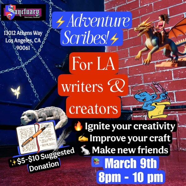 Adventure Scribes! event flyer